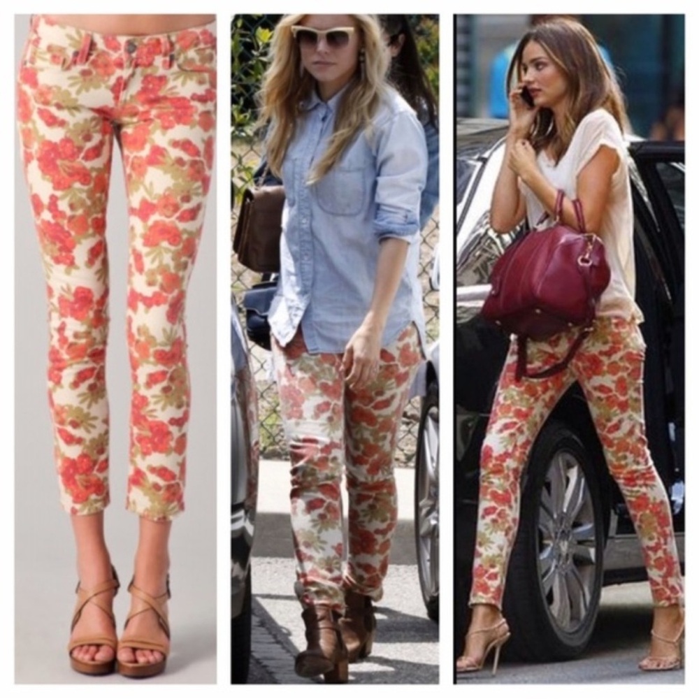 PAIGE FLORAL PRINT JEANS Skyline Ankle Peg 30 EUC - Picture 2 of 11